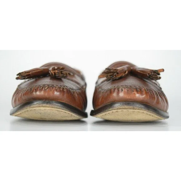 Brass Boot Size 9 Brown Leather Tassel Loafer Moccasin Dress Shoes SPAIN - Picture 8 of 11